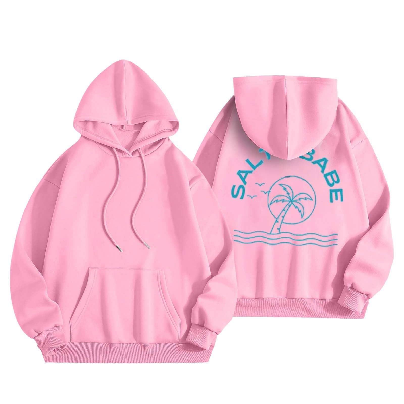 

Женская модная толстовка с длинным рукавом, принтом букв, капюшоном, завязками, большим карманом, толстовка сверху XXL розовый