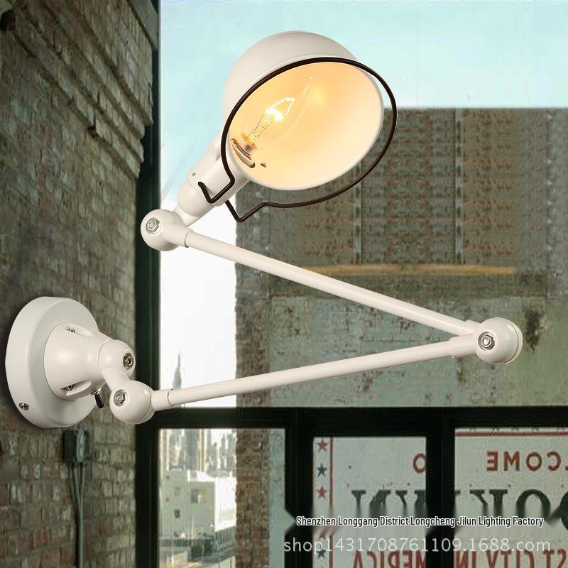 Retro American Industrial Swing Arm Wall Light with Double Joint for Bedroom, Bedside, and Balcony