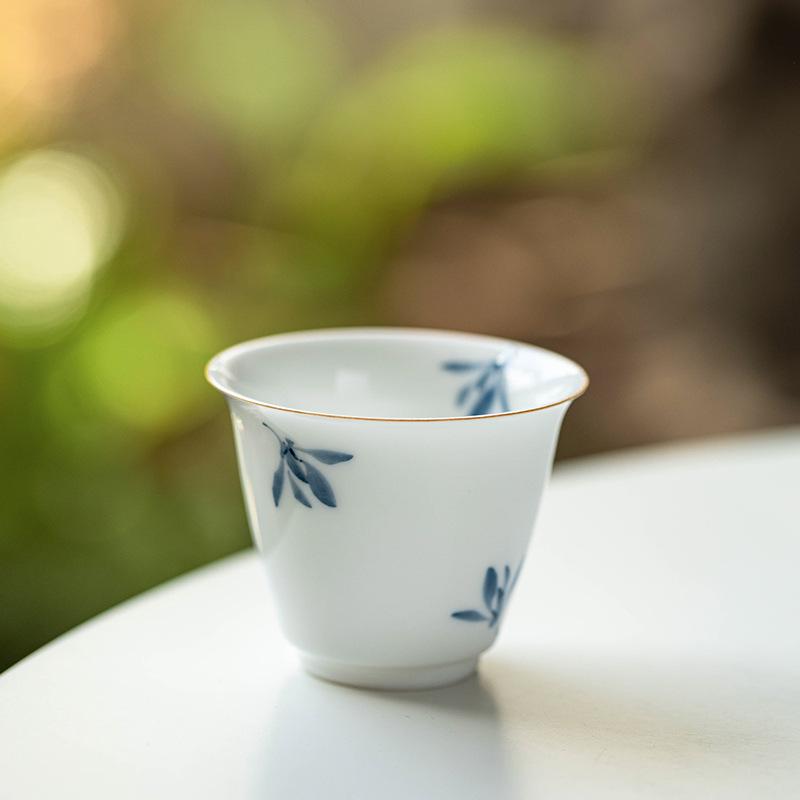 Pure hand-painted Phalaenopsis Ercai cover bowl retro underglaze color household ceramic Kung Fu tea set tea bowl teapot teacup