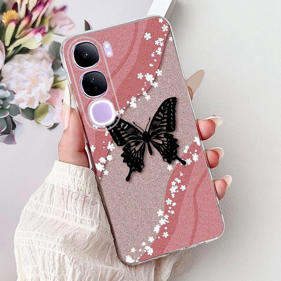 For Vivo Y200 5G Case Vivo V40 Lite Beautiful Butterfly Painted Cover Soft Slim Phone Case For Vivo Y300 Y 200 V40Lite 5G Bumper