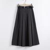 Lizhiqi Women's Woolen A-Line Pleated Midi Skirt - 2024 Winter Collection, High Waist, Slimming Fit