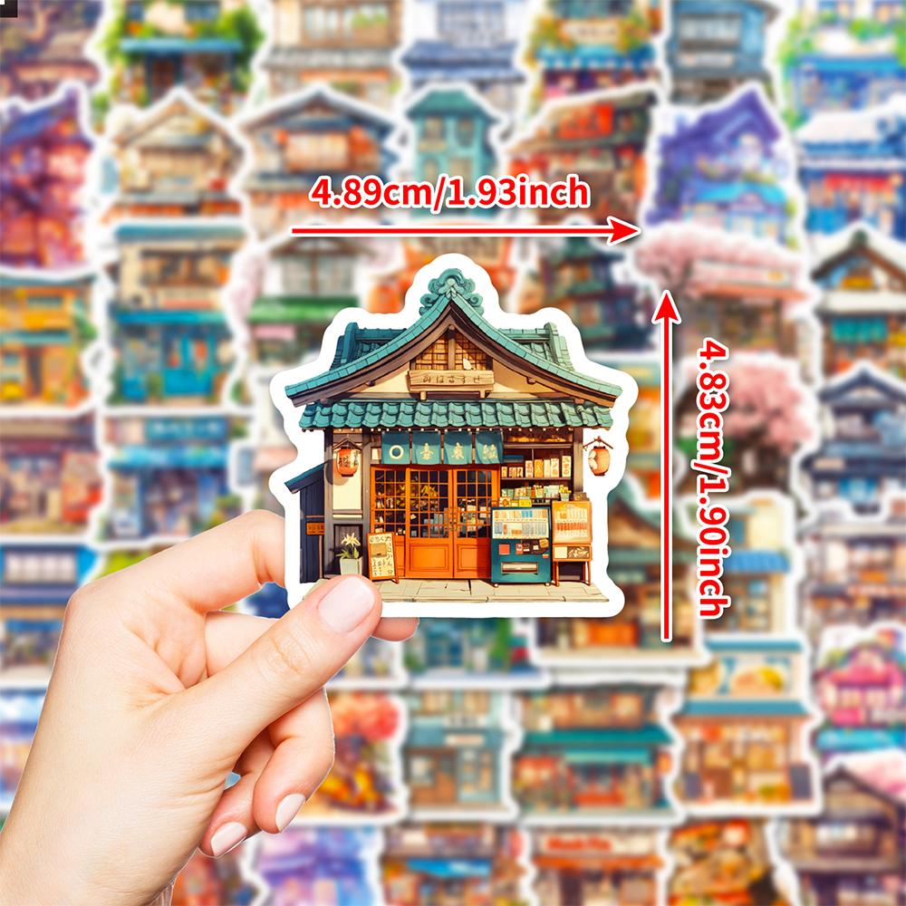 10/30/50pcs Vintage Japan Style Street Shop Stickers Retro Cartoon Decals DIY Journal Scrapbook Diary Aesthetic Graffiti Sticker