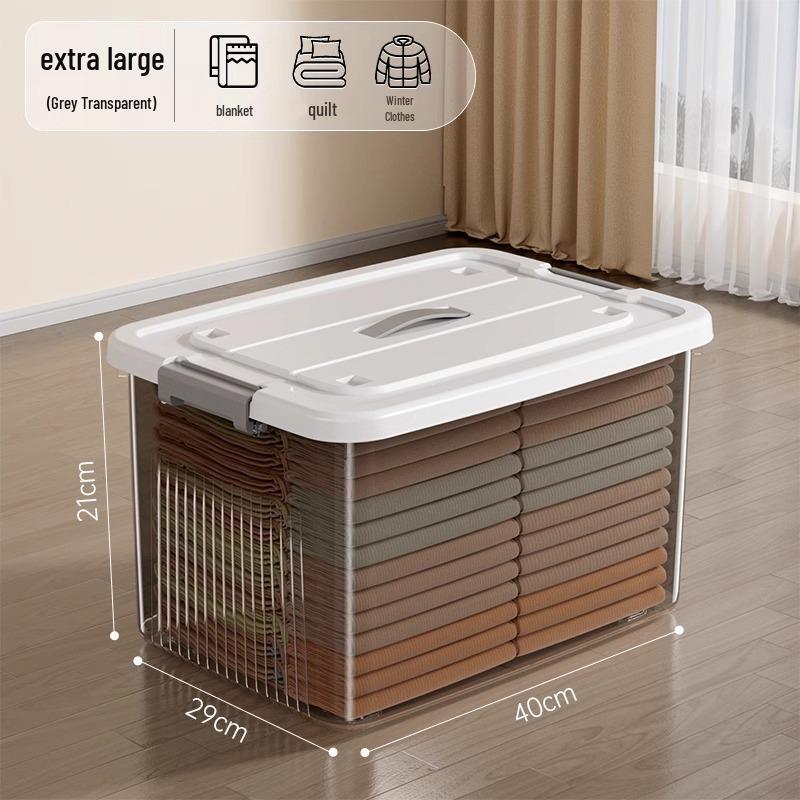 Large Transparent Plastic Storage Box for Clothes, Snacks, Books, and Toys