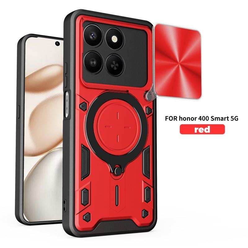 Etui For Honor 400 Smart 5G Global z osłoną obiektywu, Pancerne, Odporne na wstrząsy Etui na telefon Coque For Honor X7D 5G z uchwytem na pierścień