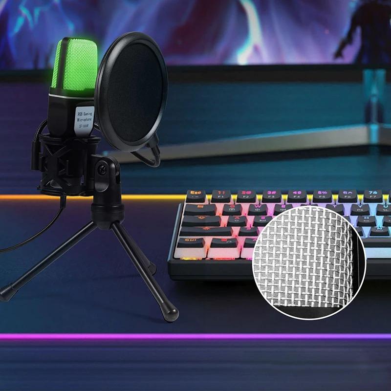 Free Shipping USB Microphone RGB Microfone Condensador Wire Gaming Mic for Podcast Recording Studio Streaming Laptop Desktop PC