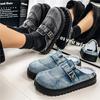Mules di Jeans Uomo Slip-On Piatte Meze Scarpe per Uomo Mocassini con Plateau a Punta Aperta Pantofole Scarpe Casual Senza Tallone Sandali a Ciabatta Estivi