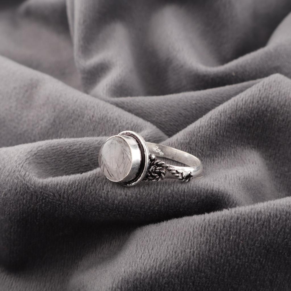 Black Rutile Gemstone Jewelry, 925 Solid Sterling Silver Ring, Beautiful Silver Ring, Handmade Jewelry For Wedding Gift