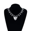 Distressed Heart Shaped Thorn Pendant Necklace With Imitation Pearls Adjustable Clavicle Chain Gift For Her