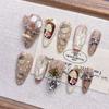 Cartoon Cute Squirrel Almond Fake Nails: Handmade Whitening Manicure Tips