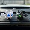Detailed PVC Craft Statue Dragon Car Dashboard Ornament, Flapping Wings LED Flashing Eyes Keychain Glowing Eye Action Figure with Motion Sensor,