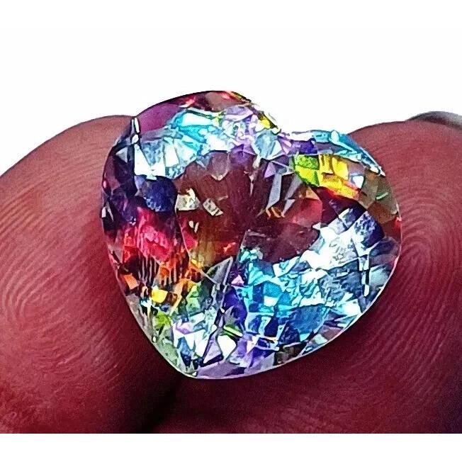 A+++ Mystic Quartz Rainbow Color 13-15 Ct Heart Cut Fabulous Certified Gemstone