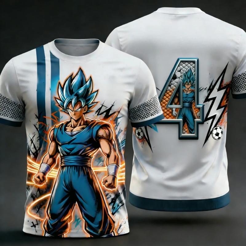 2026 Summer New Adult Men's Dragon Ball Goku 3D Printed Special Football Jersey Numbers 1 To 10 Kids Anime T-Shirt Unisex