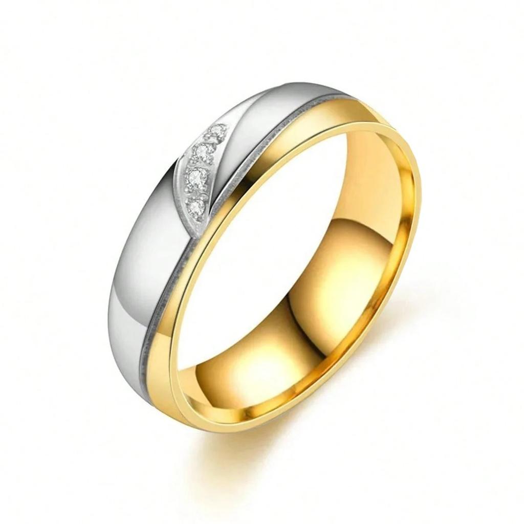 Fashion Stainless Steel Couple Rings For Men Women with Rhinestones Zirconia Rings Wedding Party Jewelry Valentines Day Gifts