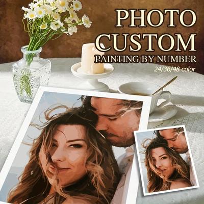 1pc Large Size Couple Photo Painting On Canvas Digital Painting Digital Photo Customized Art Decoration Gift Precious Memories 24 Colors Unframed