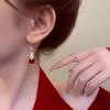 925 Retro Pixiu Alloy Earrings: Elegant Red Dangle Ear Studs for Women