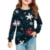 Christmas Day Girls' Long Sleeve Blouse - Round Neck Soft Waist Tunic