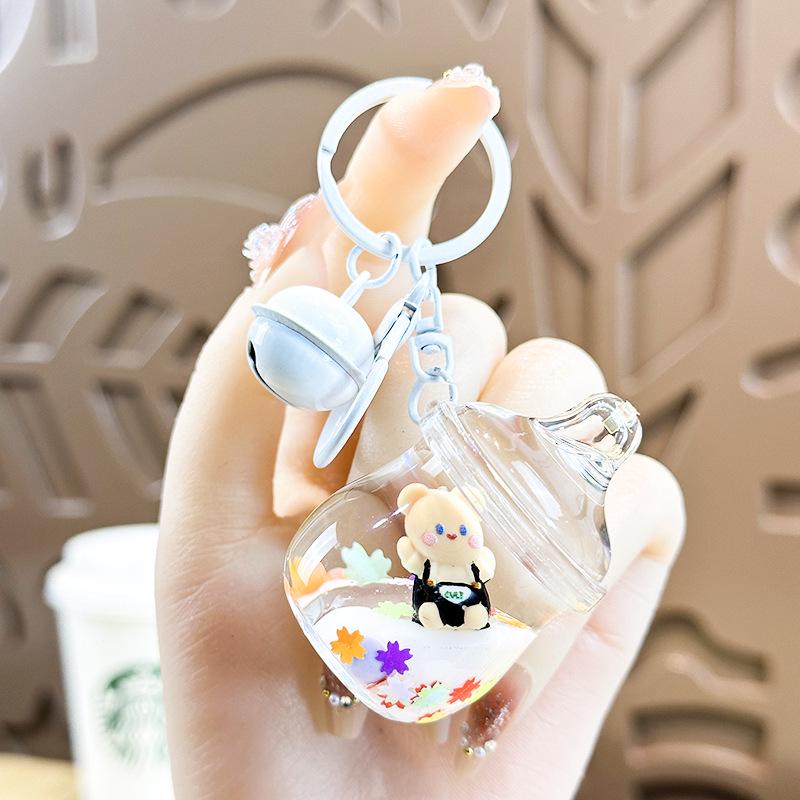 Creative Quicksand Bear Pendant Keychain - Cute Floating Drift Bottle Design