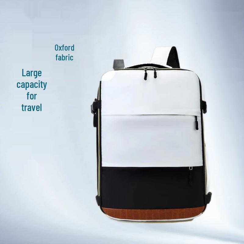 

Expandable Large Capacity Travel Backpack - Lightweight Schoolbag for Men & Women, Perfect for Business Trips & Laptop Use One Size білий/чорний