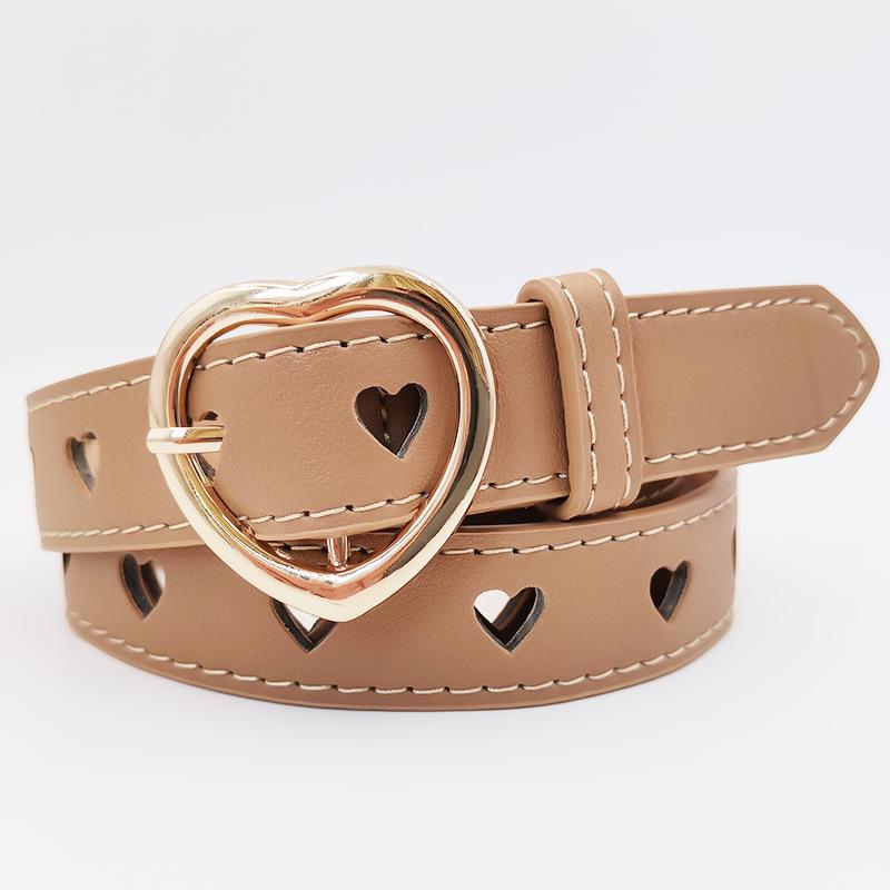 New Love Hollow Women's Versatile Belt Imitation Leather PU Small Fresh Decorative Pin Buckle Belt