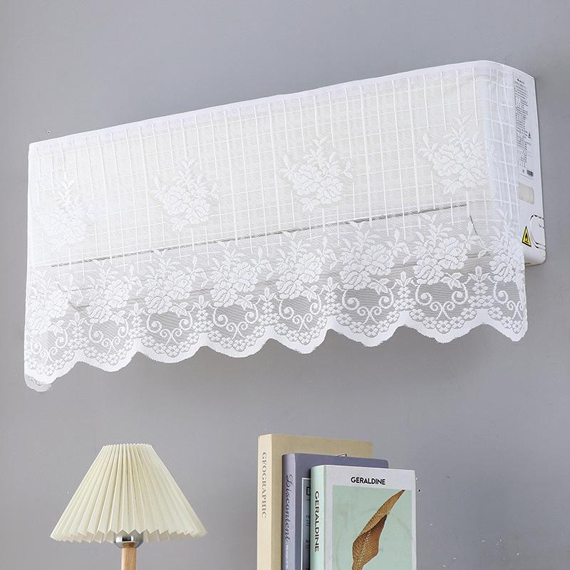 Elegant blondert brodert design Anti-direkte blåsing Klimaanleggtrekk Stoff Veggmontert Støvtett Etui Hjemmedekorasjon