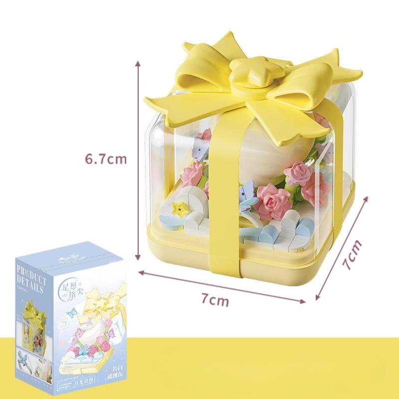 Building Block Flower Star Wish Fingertip Assembly Ring Box, Building Block Toy Puzzle Small Particle Ornament Gift for Girls