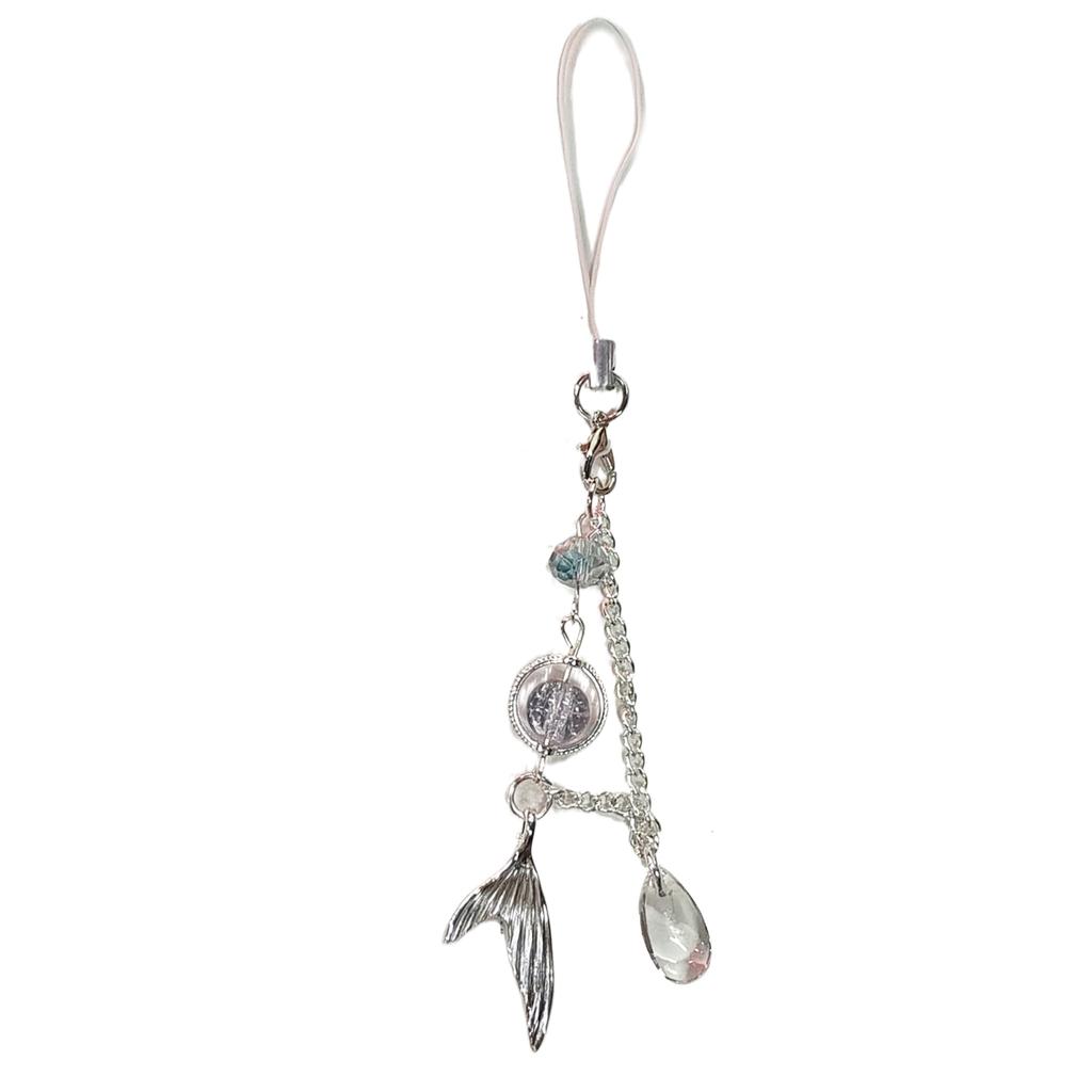 Chic Handmade Fish Tail Bead Pendant Trend Setting Handmade Bead Phone Chain with Fish Tail Details for Bags Purses