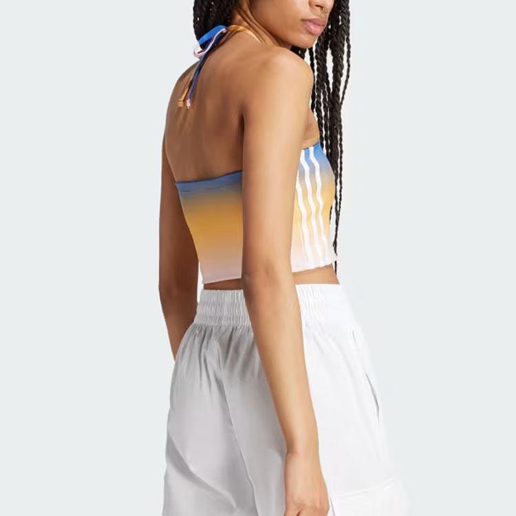 Adidas Oryginalne Top Tube Gradientowy Wąski Wygodny Elastyczny Bez Ramiączek Damski Top Niebieski JF8270