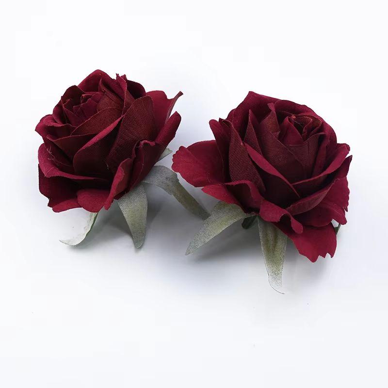 50pcs Christmas Wedding Decorative Wreath Silk Roses Head Artificial Flowers Bridal Accessories Clearance Home Decor