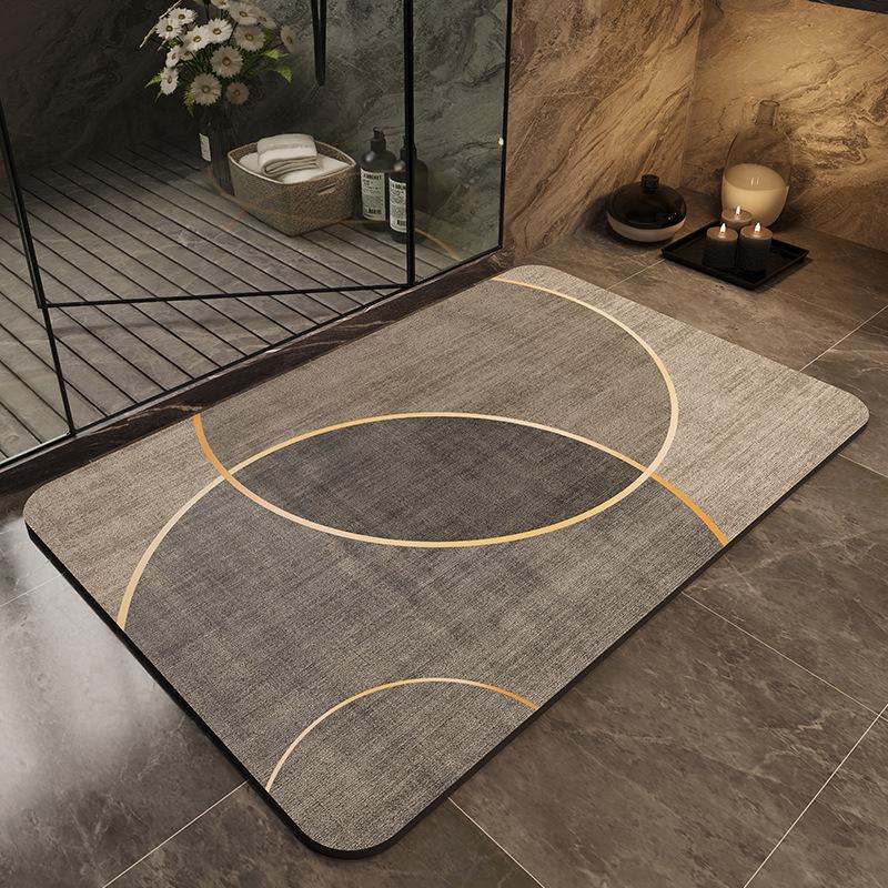 Minimalist Quick-Dry Absorbent Diatomaceous Earth Bathroom Floor Mat - Non-Slip, Wear-Resistant Foot Pad for Toilet Entrance