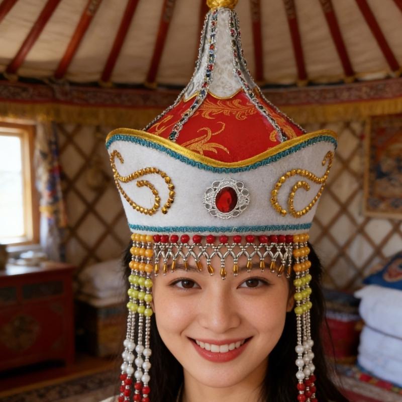 Traditional Mongolian Hat Breathable Fabric Headwear For Stage Shows And Cultural Event Stage Performances Accessory