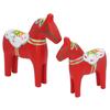 1 Pair Swedish Dala Horse Decor Wooden Traditional Painted Dalecarlian Horse Statue Figurine Home Ornament Handicraft