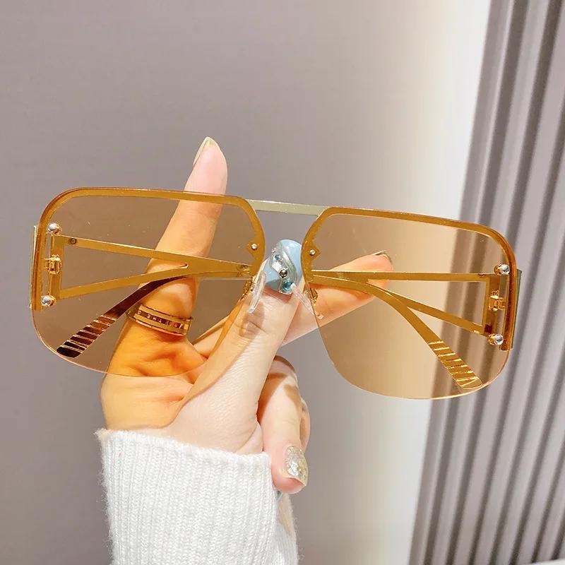 New Vintage Square Sunglasses Woman Classic Retro Gradient Mirror Frameless Sun Glasses Female Fashion Rimless
