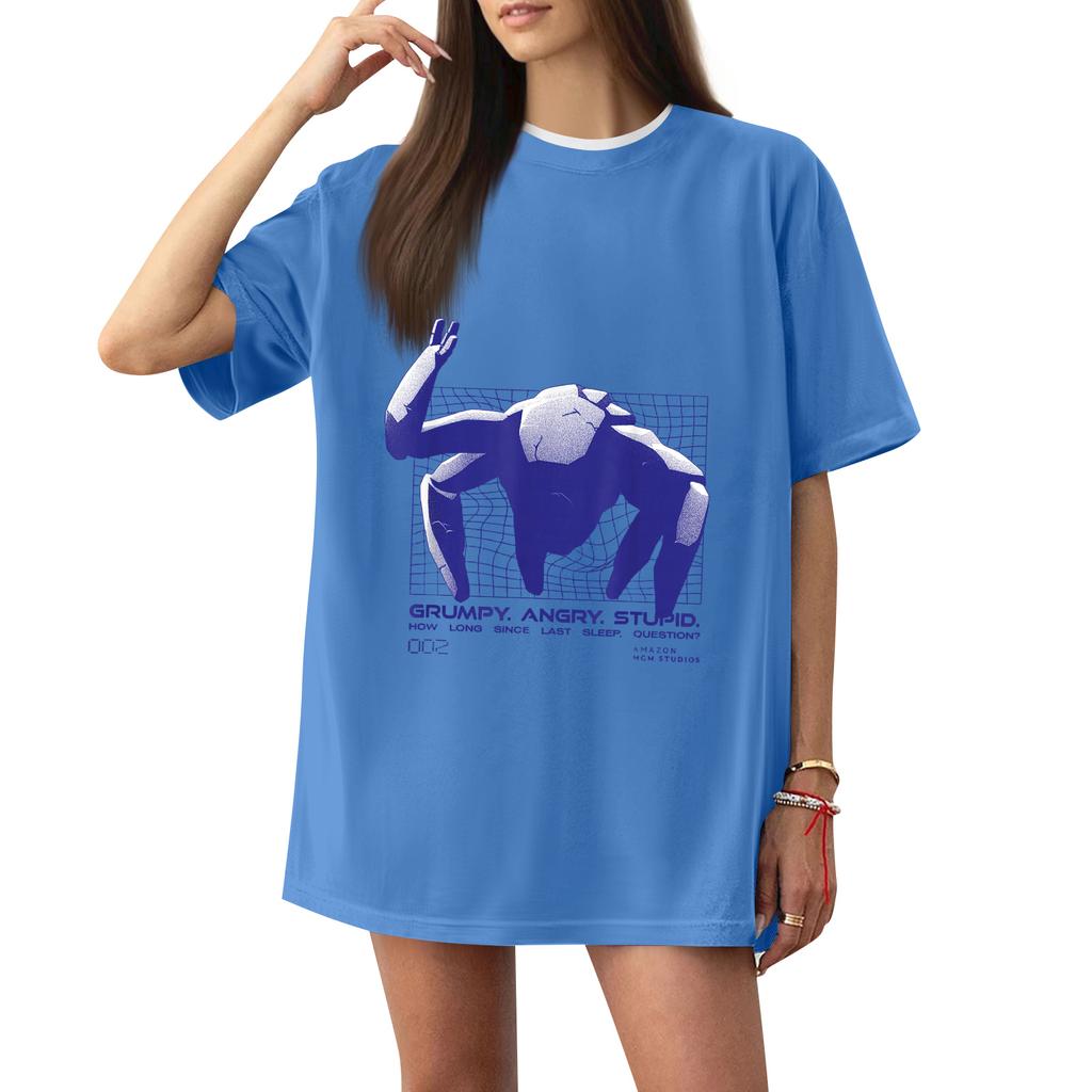 Women's Casual Printed T-Shirt Round Neck Pullover Short Sleeve Top