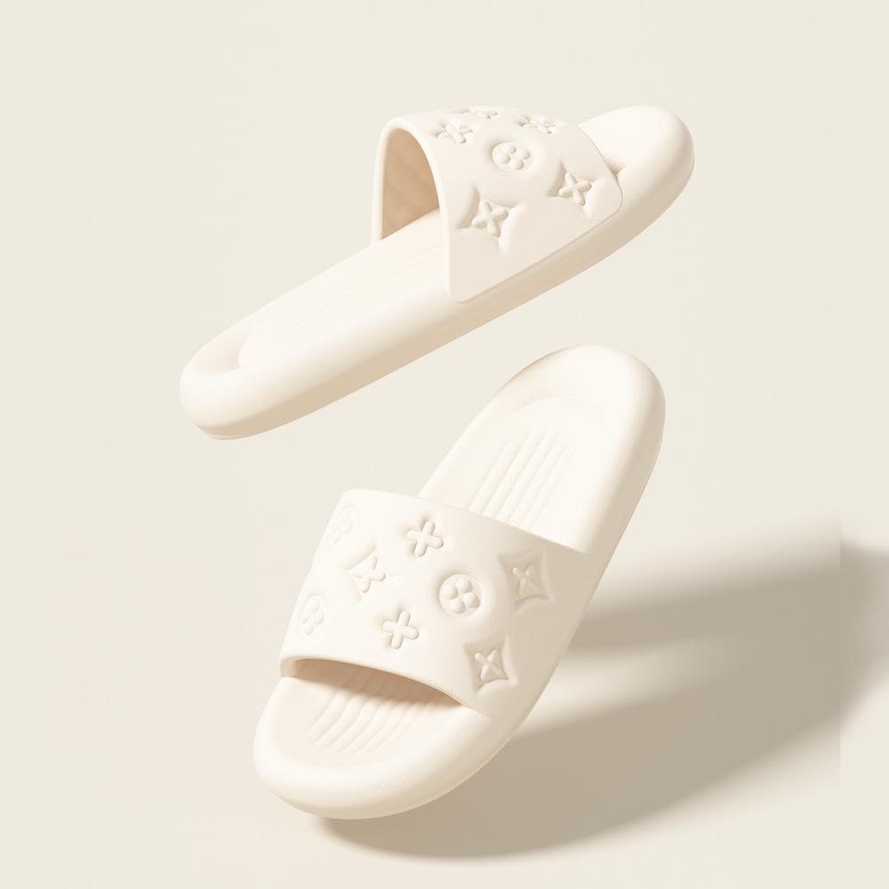 High sense fashion cool slippers women's summer slippers step on shit feeling thick bottom bathroom non-slip deodorant small flower eva slippers