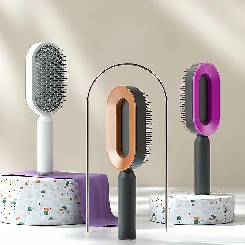 Massage Comb Hair Brush Self Cleaning Hair Brush for Women One-Key Quick Hair Comb 3D Air Cushion Hair Styling Tools