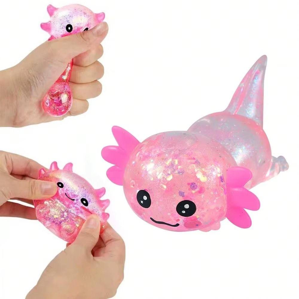 Fun Squeeze Salamander Squishy Toys Elasticity Glitter Axolotl Squishy Toy Fidget