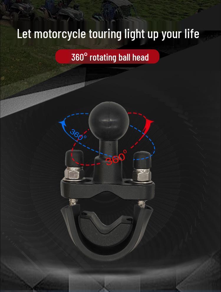 U-Shaped Motorcycle Phone Holder with Fixed Ball Head and T-Shaped Handlebar Clamp