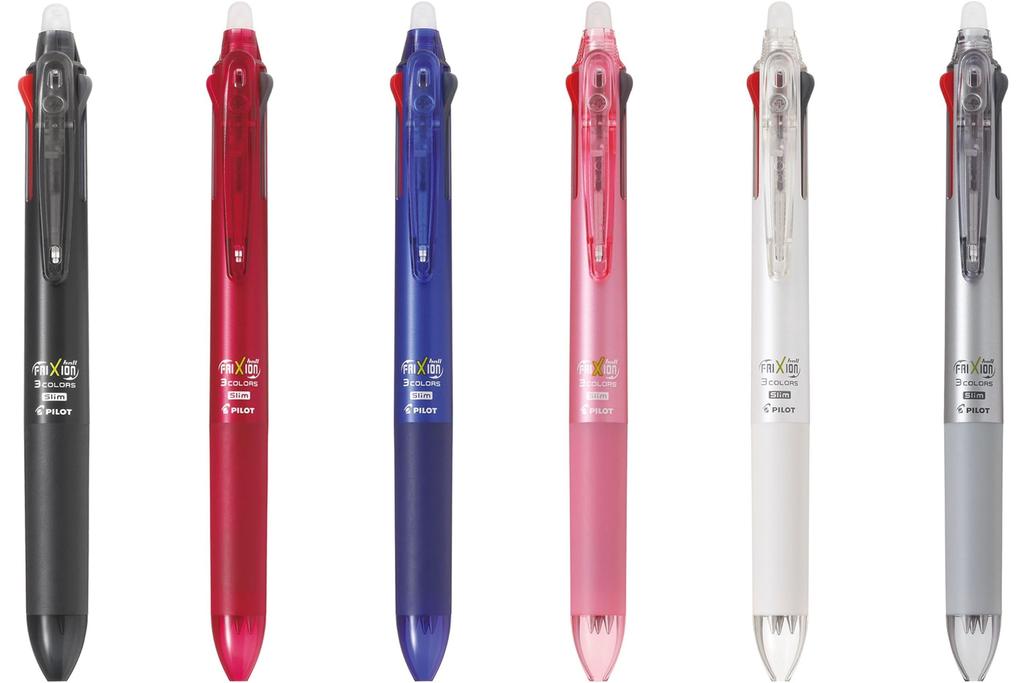 PILOT FriXion Ball 3 Slim Ballpoint PLKFBS60EFB 0.5mm 3-Color Pen, Black,