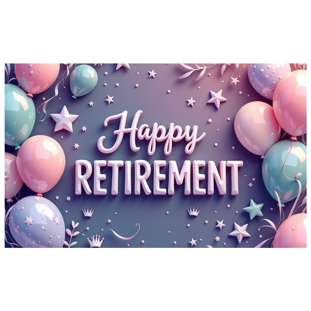 Retirement Background 3D Text Design Retirement Party Banner Retirement Backdrop Balloon Design
