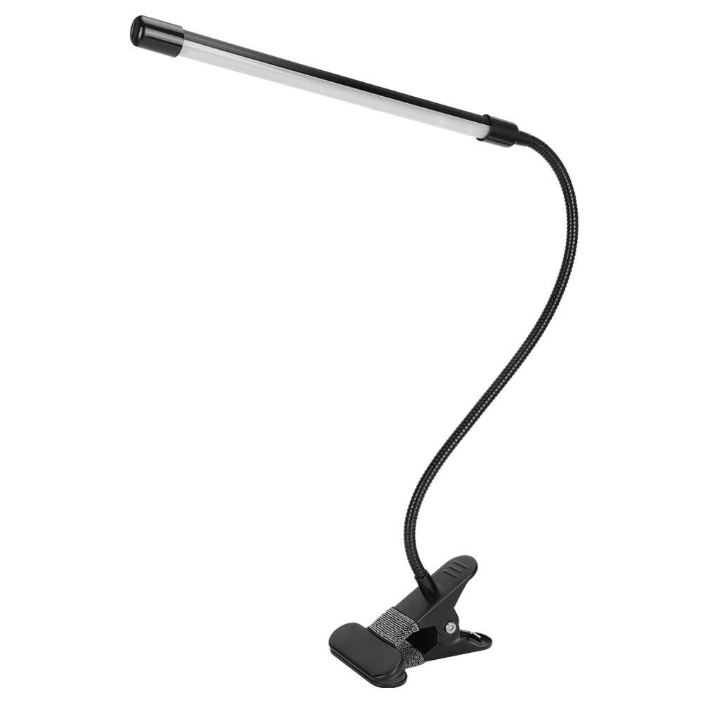 USB Powered LED Table Light Black Desk Lamp Eye-Caring Clip-On LED Light  Manicure