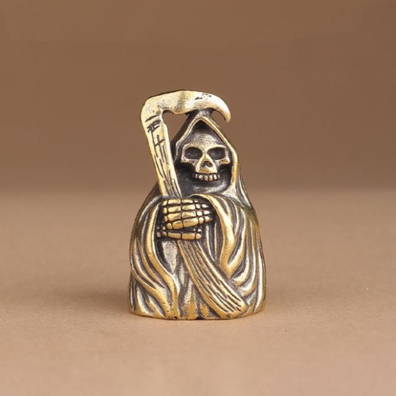 1/2Pcs Retro Brass Death Statue Black Robe Action Figures Miniature Punk Horror Statue Desktop Ornament Halloween Decor