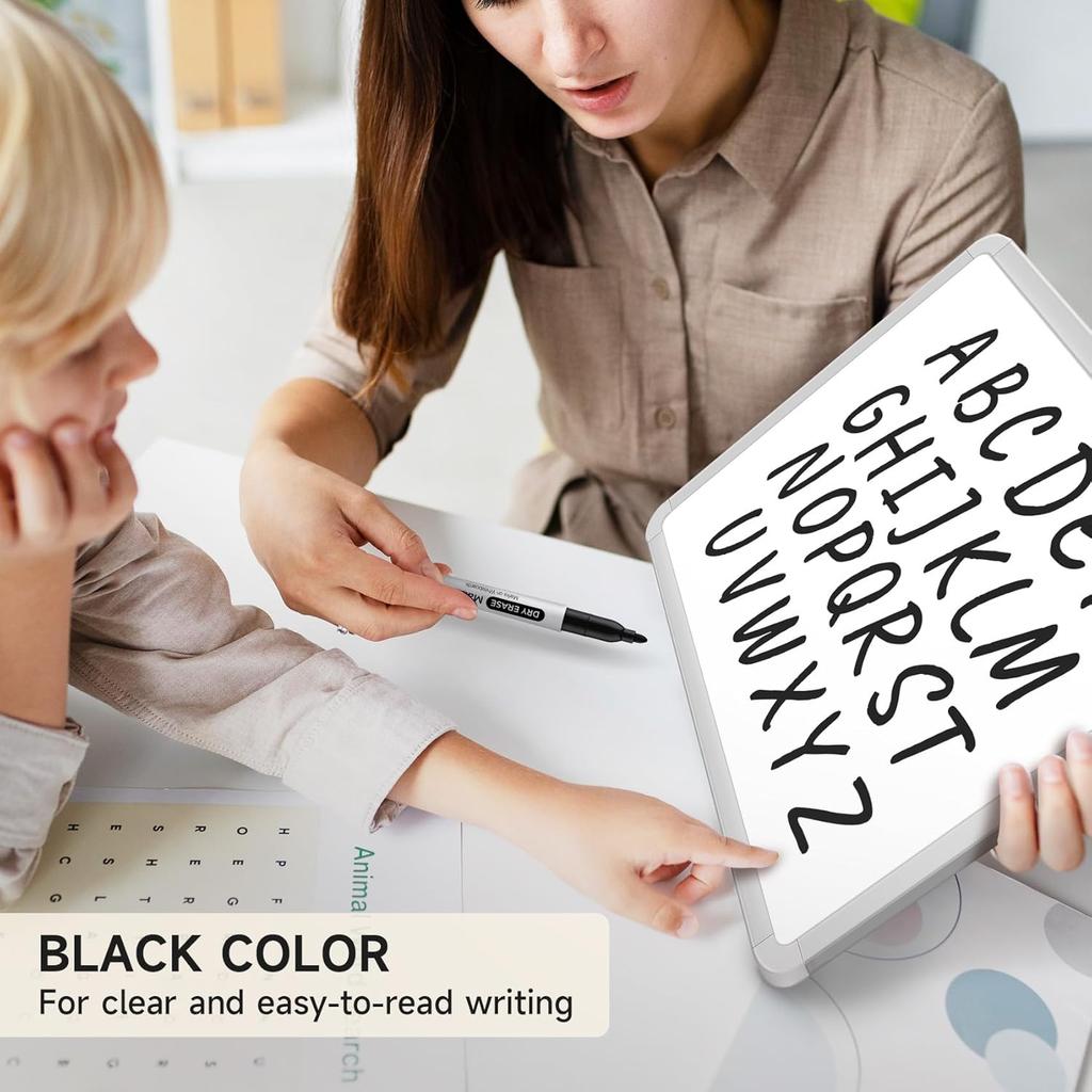 Taja Dry Erase Markers Fine Tip, 30 Pack Black Thin Low Odor WhiteBoard Markers Bulk Set for School Classroom Office Supplies