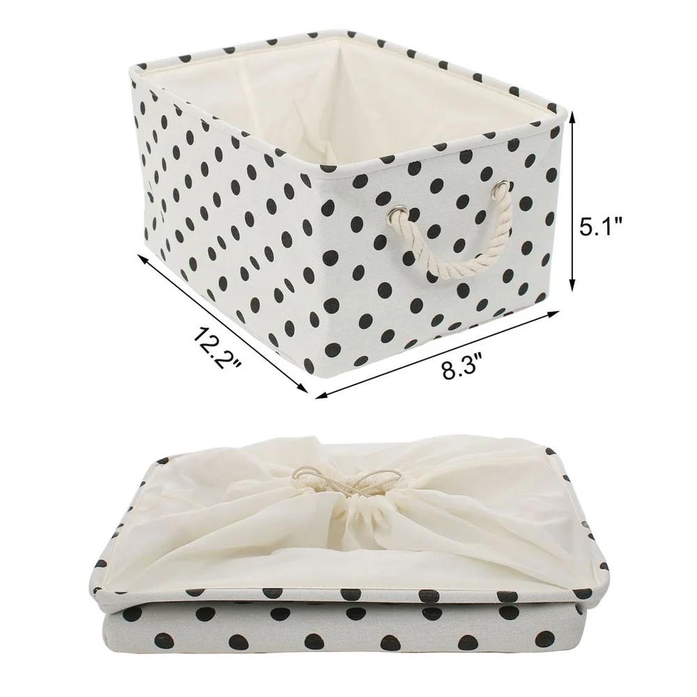 Foldable Canvas Storage Bins Eco-Friendly Fabric Organizer Basket with Handles Drawstring Cover Multisize Home Office Closet