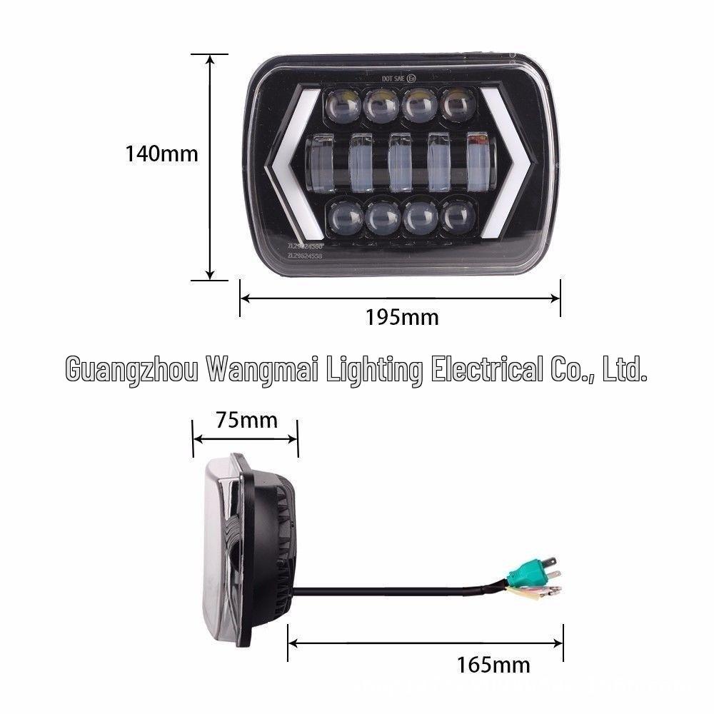New 7-Inch Square LED Headlight for Wrangler Trucks (Compatible with 5x7 & 6x7)