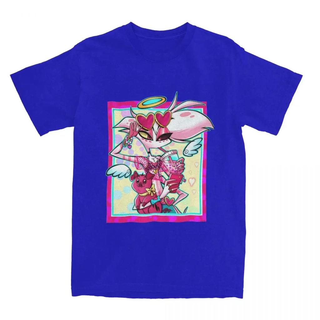 Vintage 100% Cotton Tee Shirt Round Collar Short Sleeve T Shirt Tops Cute Hazbins Hotels Angels Dusts And Fat Nugget T-Shirt