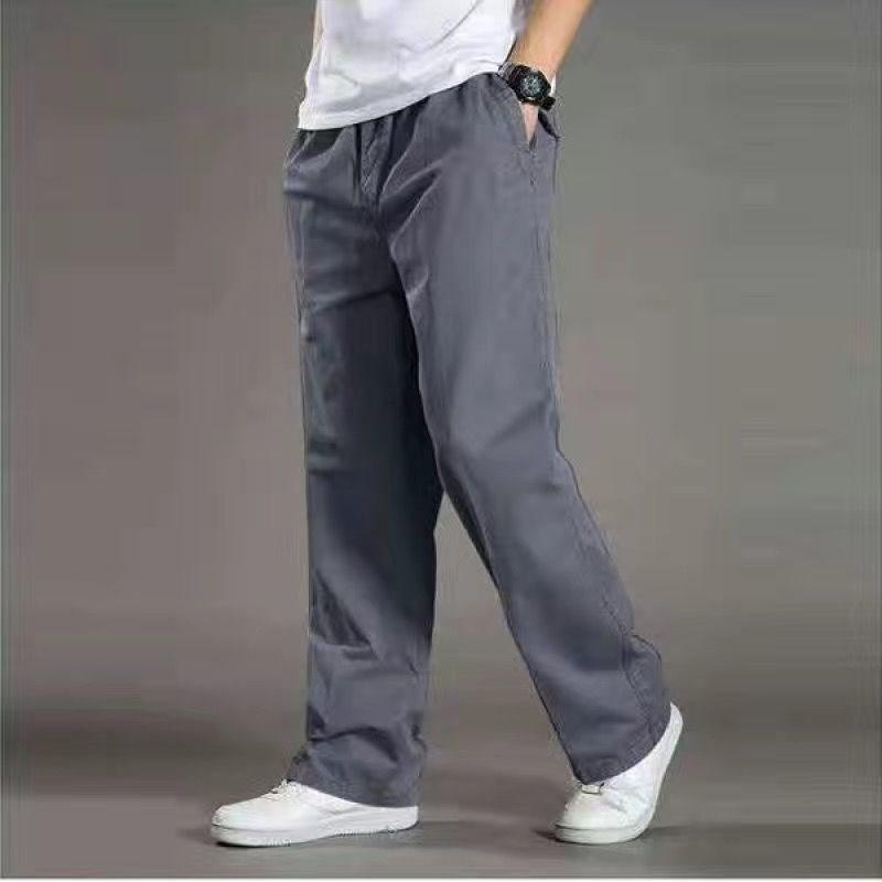 Pantalones Casuales Rectos Finos de Sección para Hombre de Primavera y Otoño Color Sólido Cómodos Sueltos con Cremallera