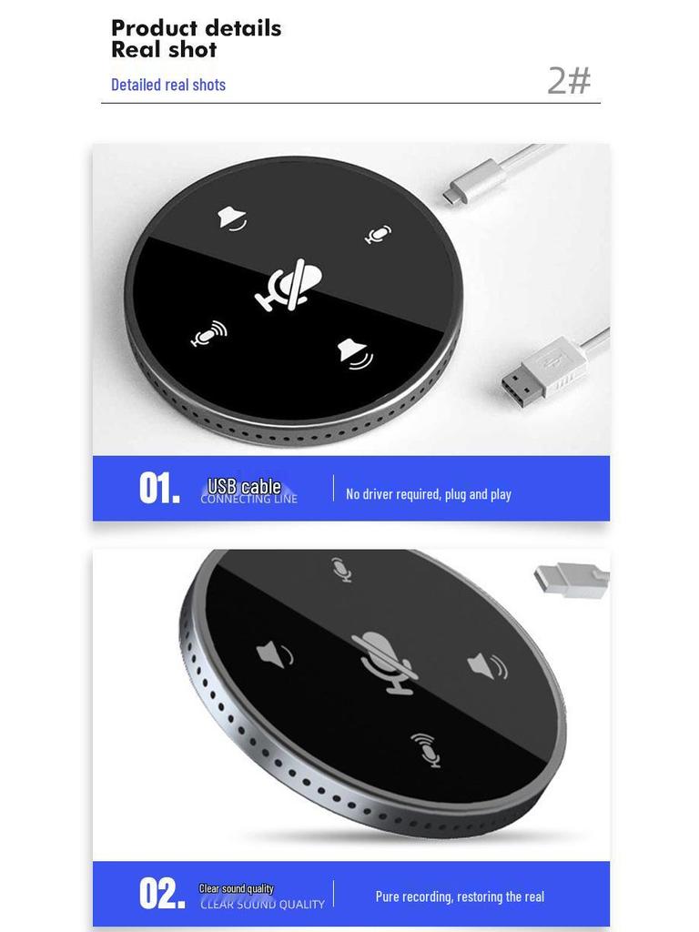 360° Omnidirectional USB Conference Microphone with Built-in Speaker