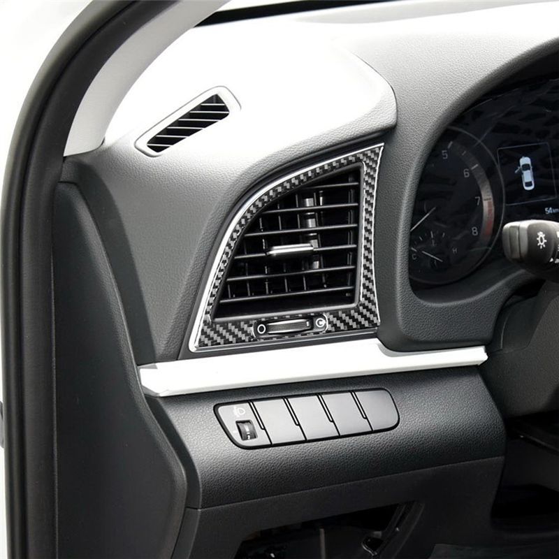 Soft Carbon Fiber For Hyundai Elantra 2017 2018 Car Dashboard Side Air Outlet Panel Cover Trim Parts