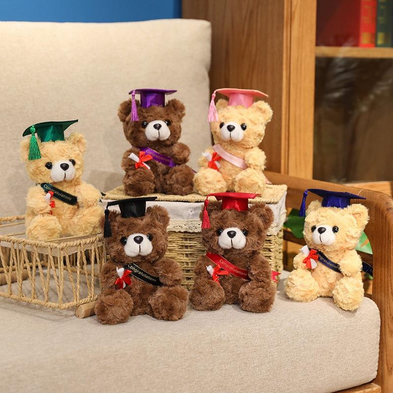 Doctor bear doll wearing doctor hat teddy bear graduation commemorative gift plush toy bear doll