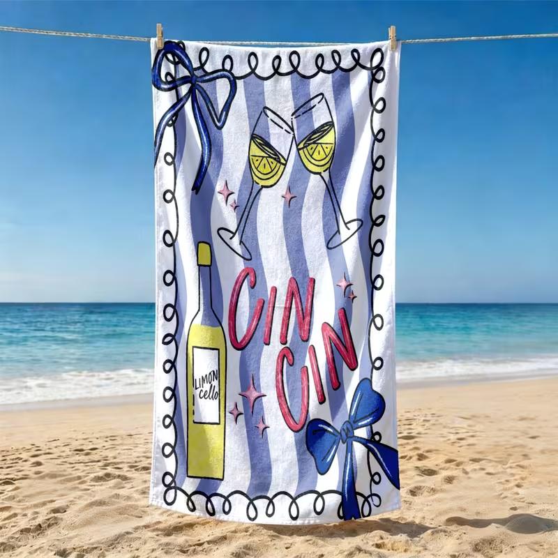 Vintage Margarita Lime Cocktail Print Beach Towel Sand Free Quick Dry Towel for Beach Pool Spa Travel Summer Vacation